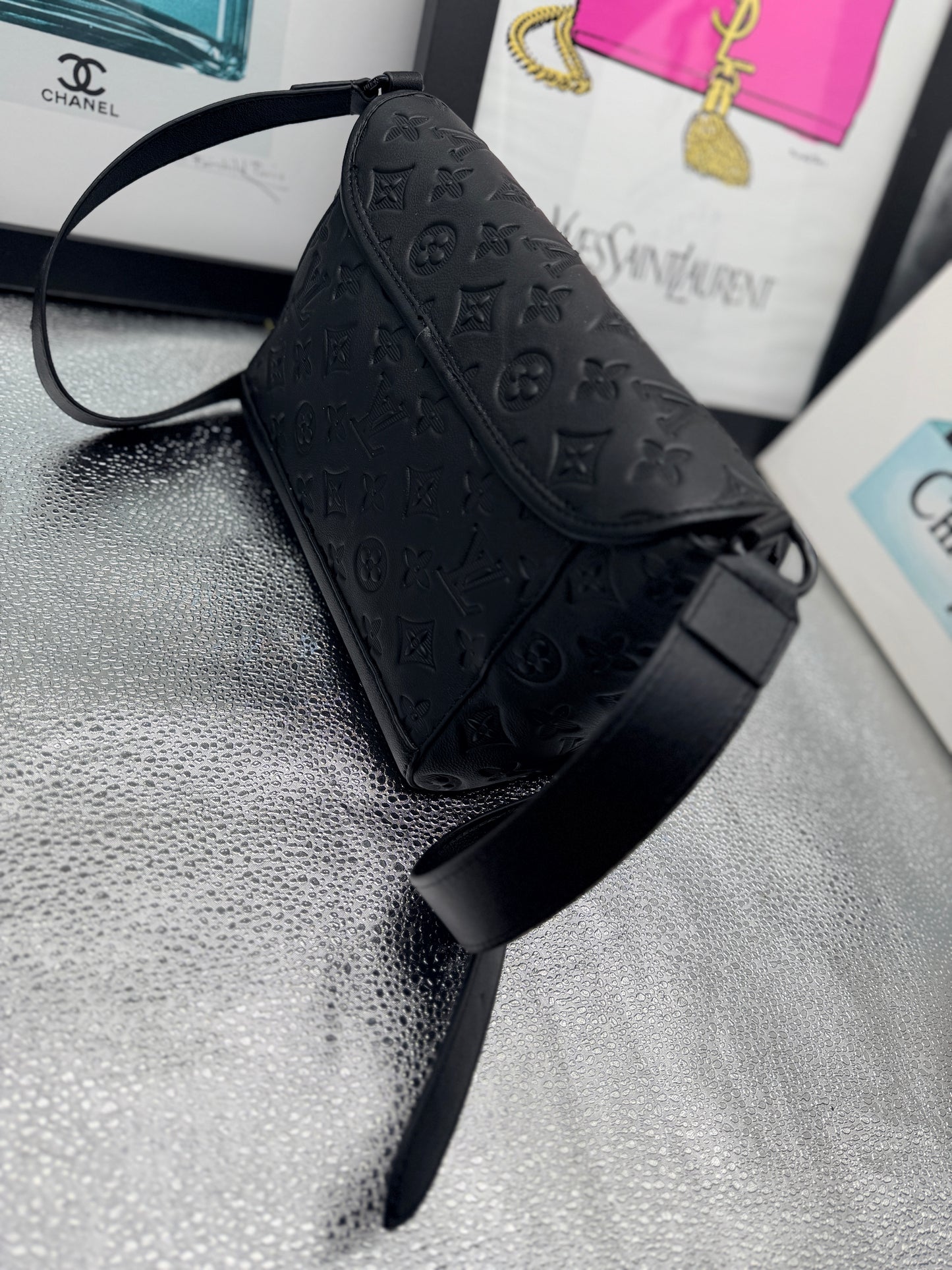 Black Embossed Messenger